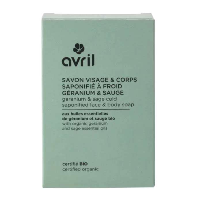 Savon à froid visage & corps – Géranium & Sauge