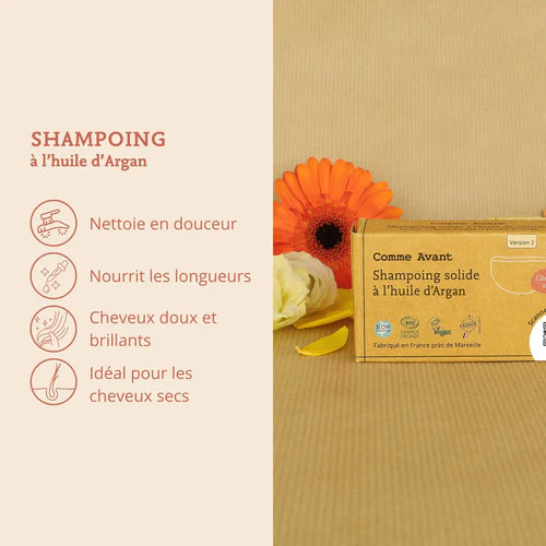 Shampoing solide à l’huile d’Argan – Cheveux secs – 70g